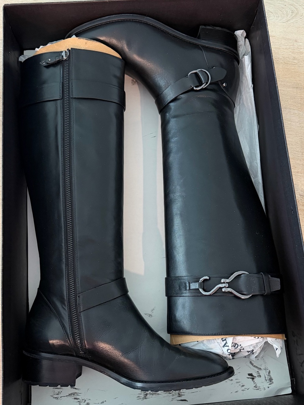 Cole Haan Air Tantivy Black Tall Riding Boots women's 8.5B With Box